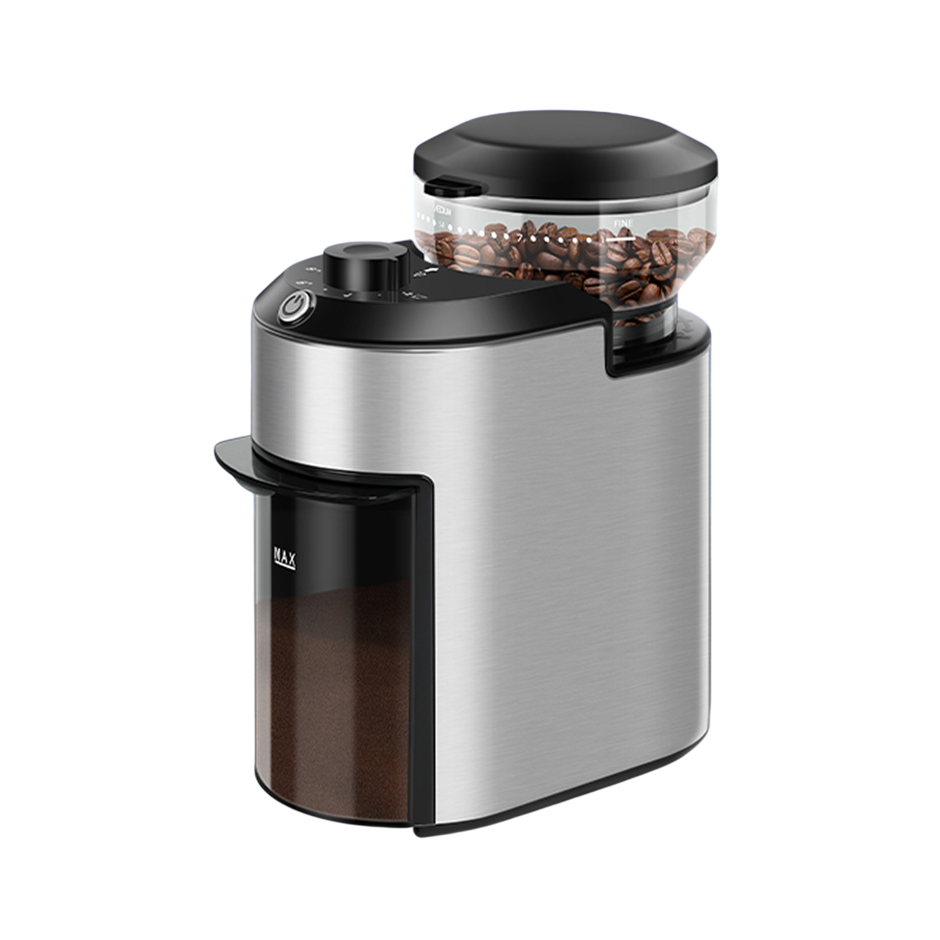 GrixFeni Precision Burr Coffee Grinder with 28 Grind Settings, Anti-Static Technology and 2–12 Cup Adjustable Capacity