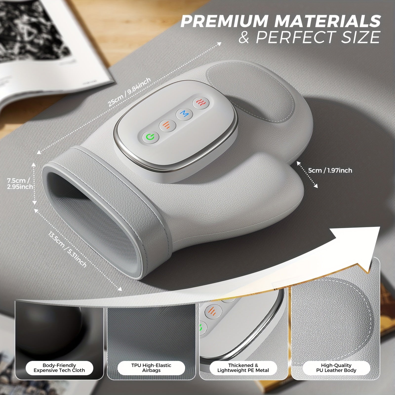 HanLisso Hand Massager Cordless  with Heat, Electric Air Compression Machine, 3 Modes 5 Levels