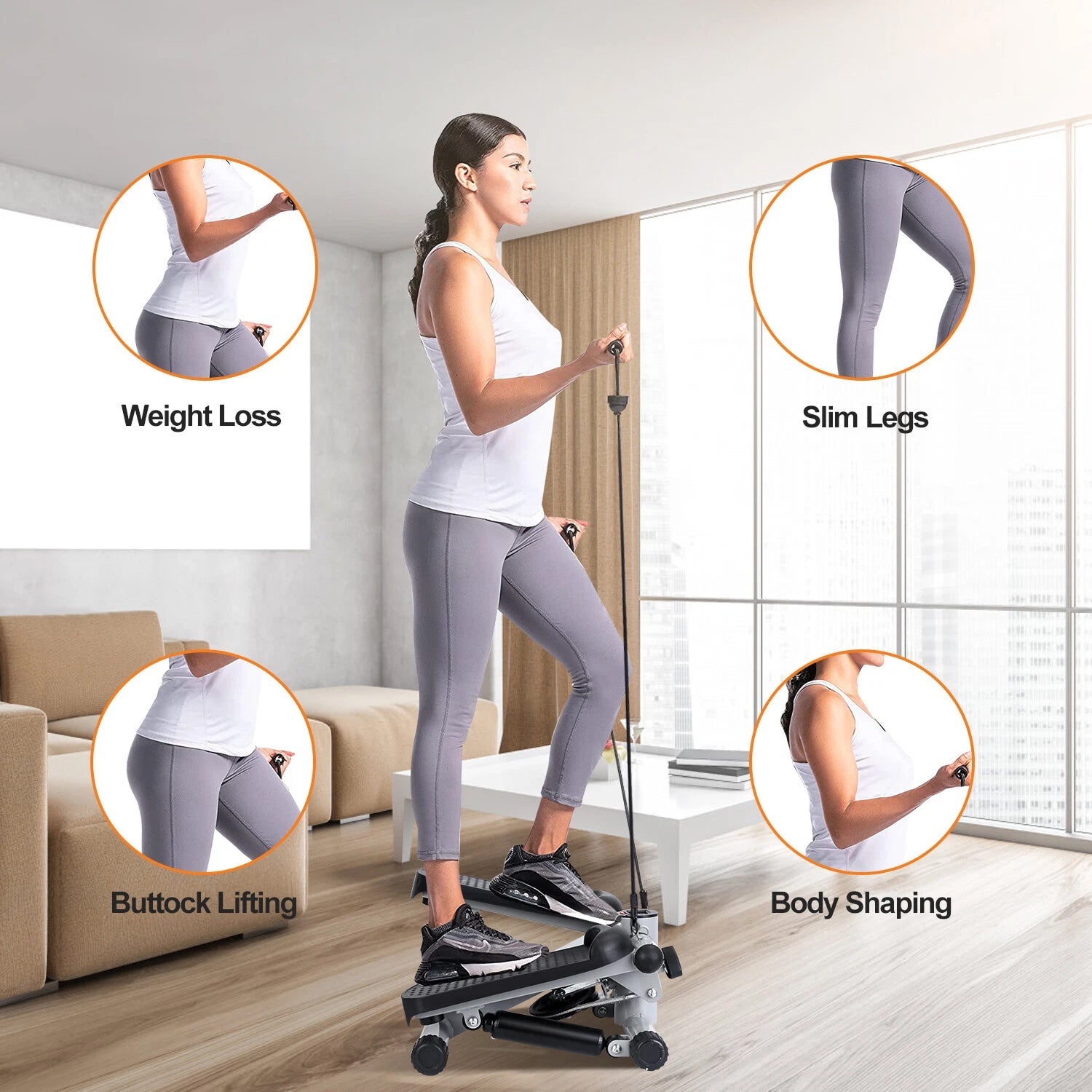 LitePreti Mini Stepper with Resistance Bands 330lb Capacity LCD Display Fully Assembled