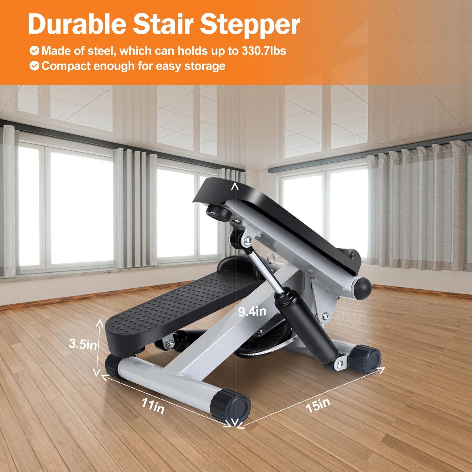 LitePreti Mini Stepper with Resistance Bands 330lb Capacity LCD Display Fully Assembled