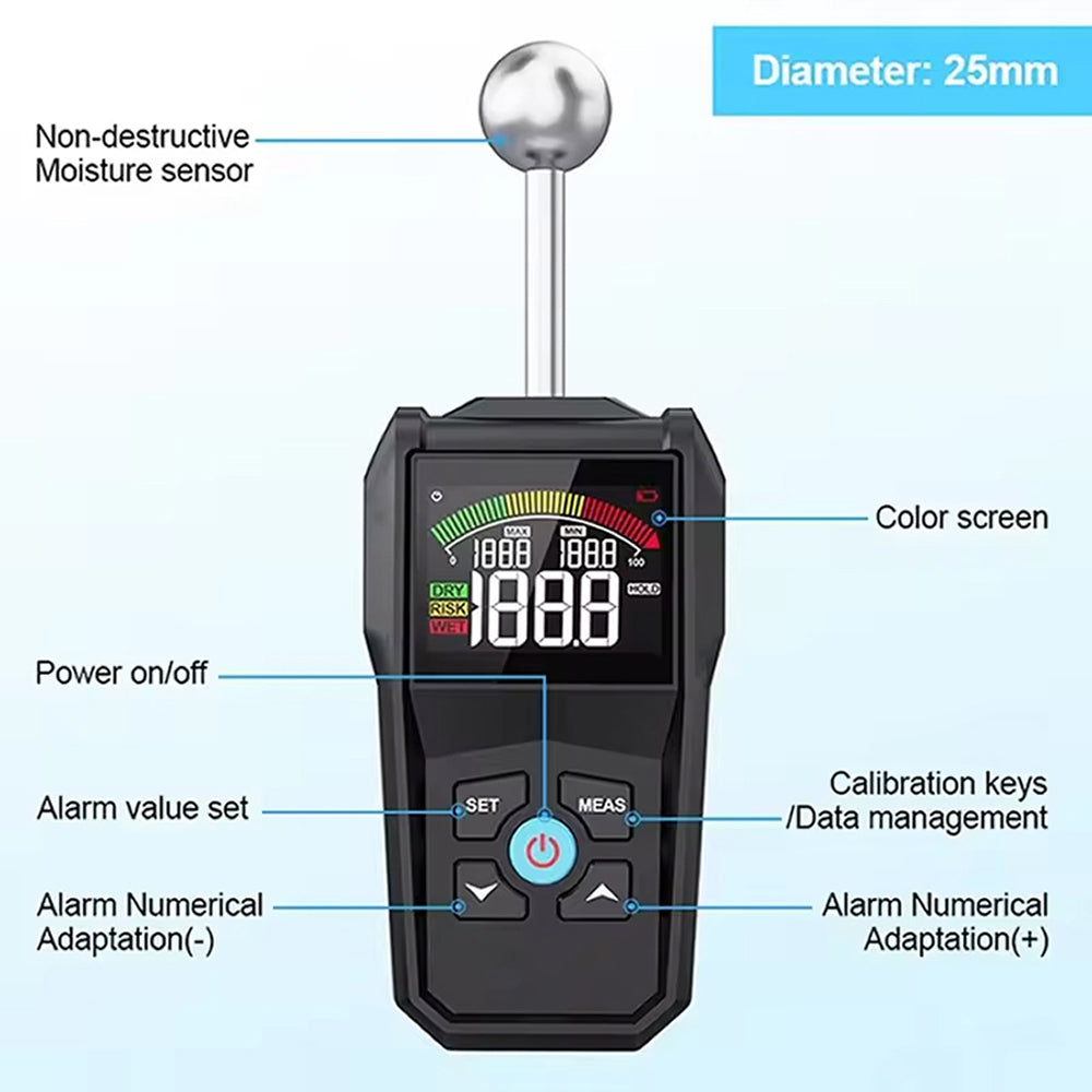 MoisiKox Moisture Meter Non-Destructive 20-40mm Spherical Probe Tester