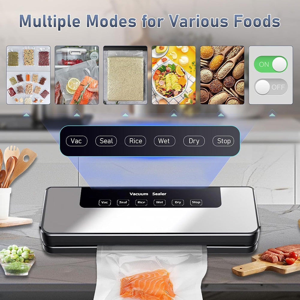 NanadMixi Professional Vacuum Sealer Machine with 65KPA Suction, UV Sterilization and 5-Mode Precision Food Preservation