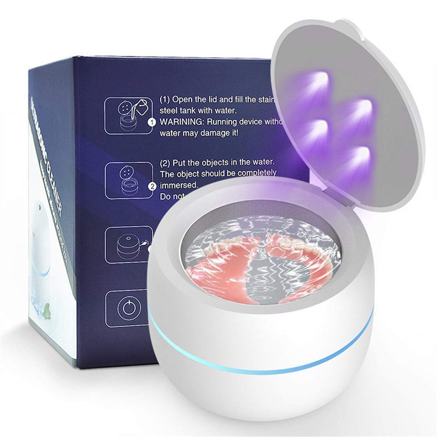 OsicClear Dental Pod Cleaner, 42kHz UV-C Sanitizer, 304 Steel, Portable Machine for Dentures