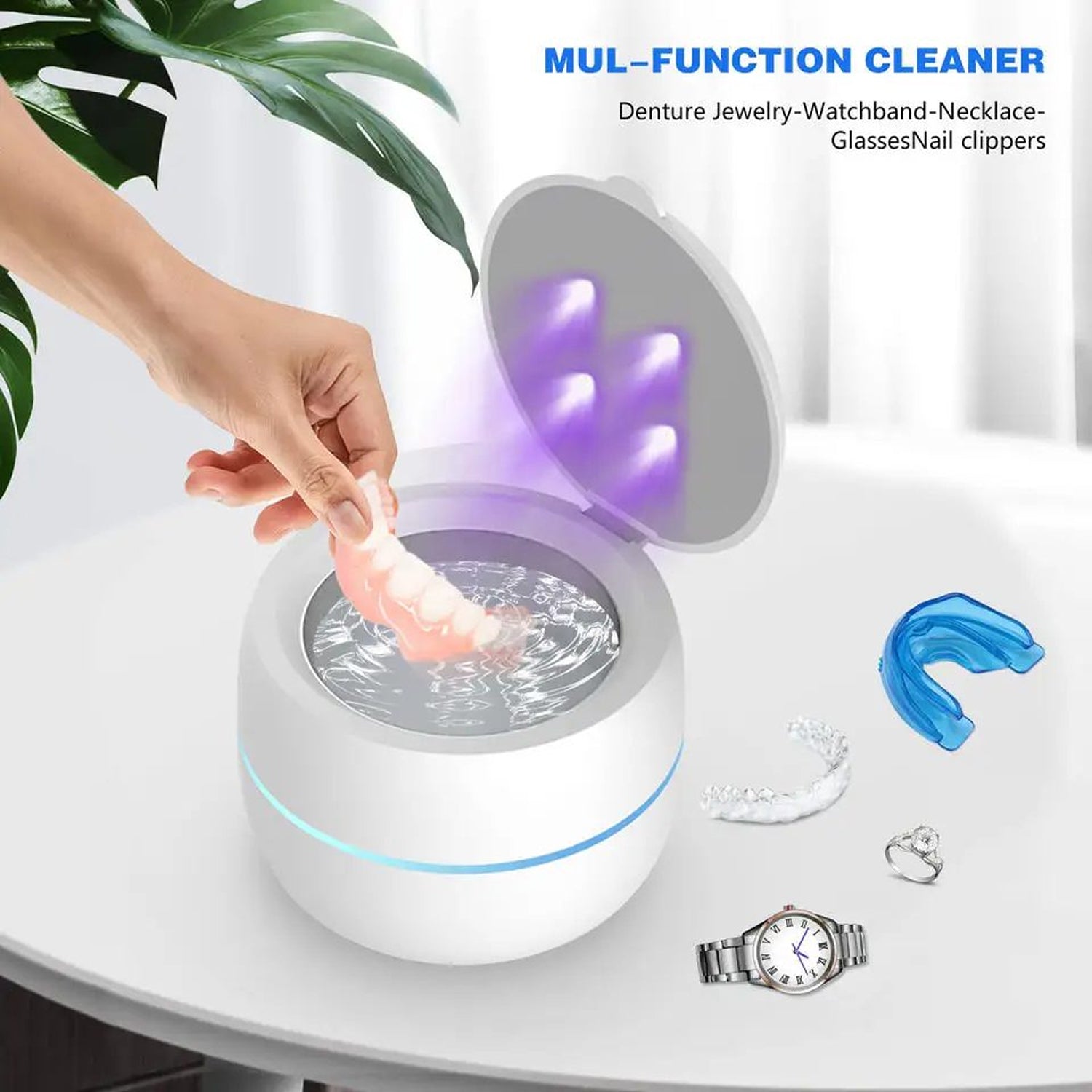 OsicClear Dental Pod Cleaner, 42kHz UV-C Sanitizer, 304 Steel, Portable Machine for Dentures