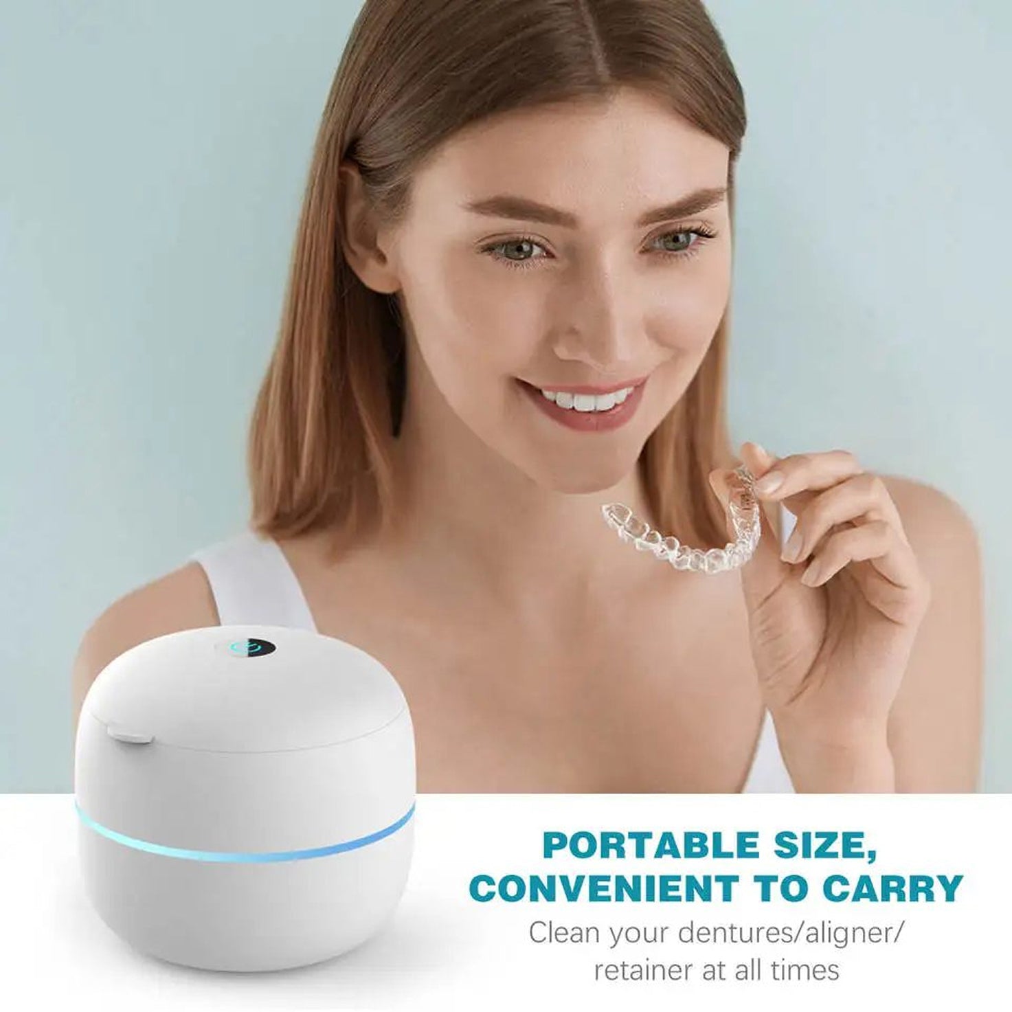 OsicClear Dental Pod Cleaner, 42kHz UV-C Sanitizer, 304 Steel, Portable Machine for Dentures