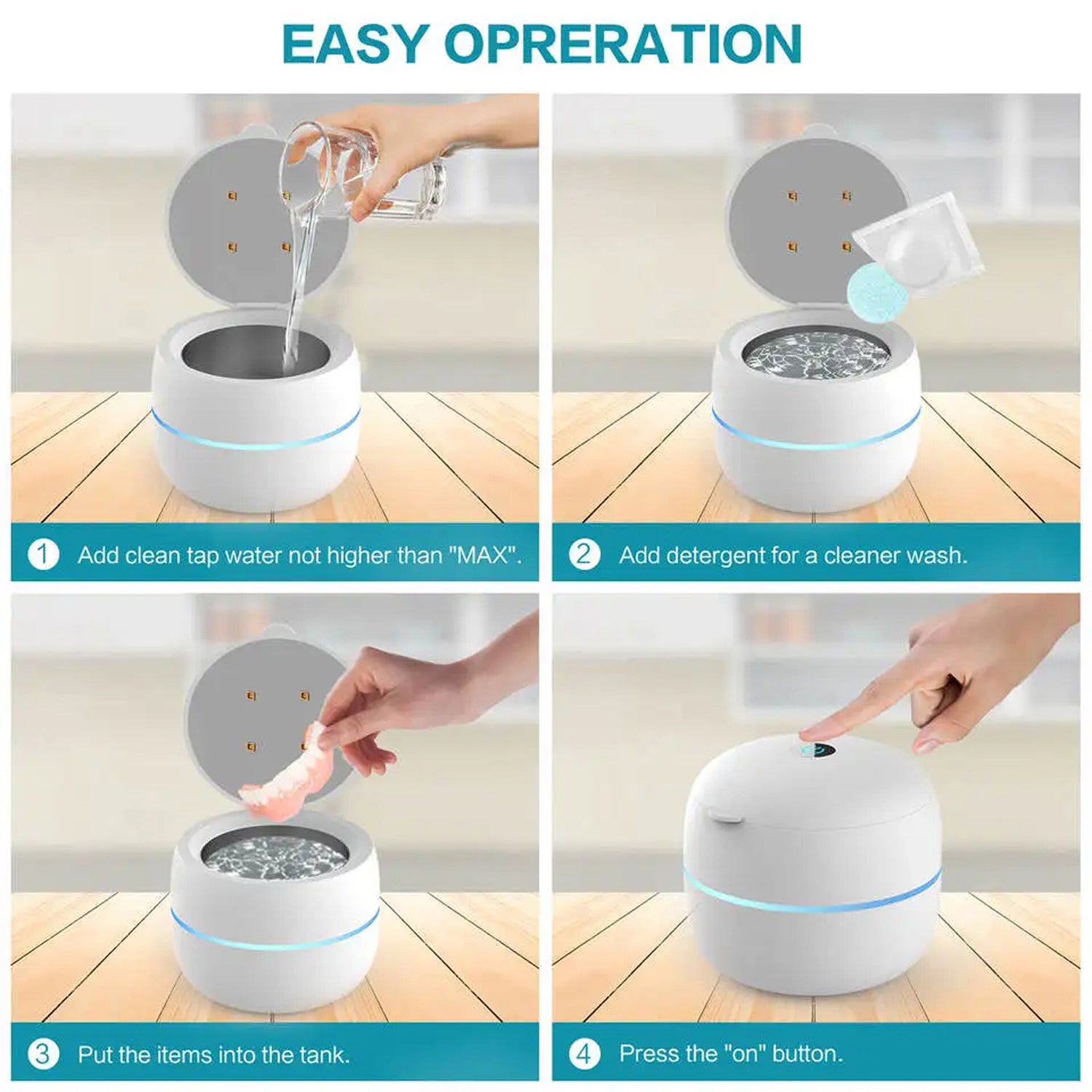 OsicClear Dental Pod Cleaner, 42kHz UV-C Sanitizer, 304 Steel, Portable Machine for Dentures