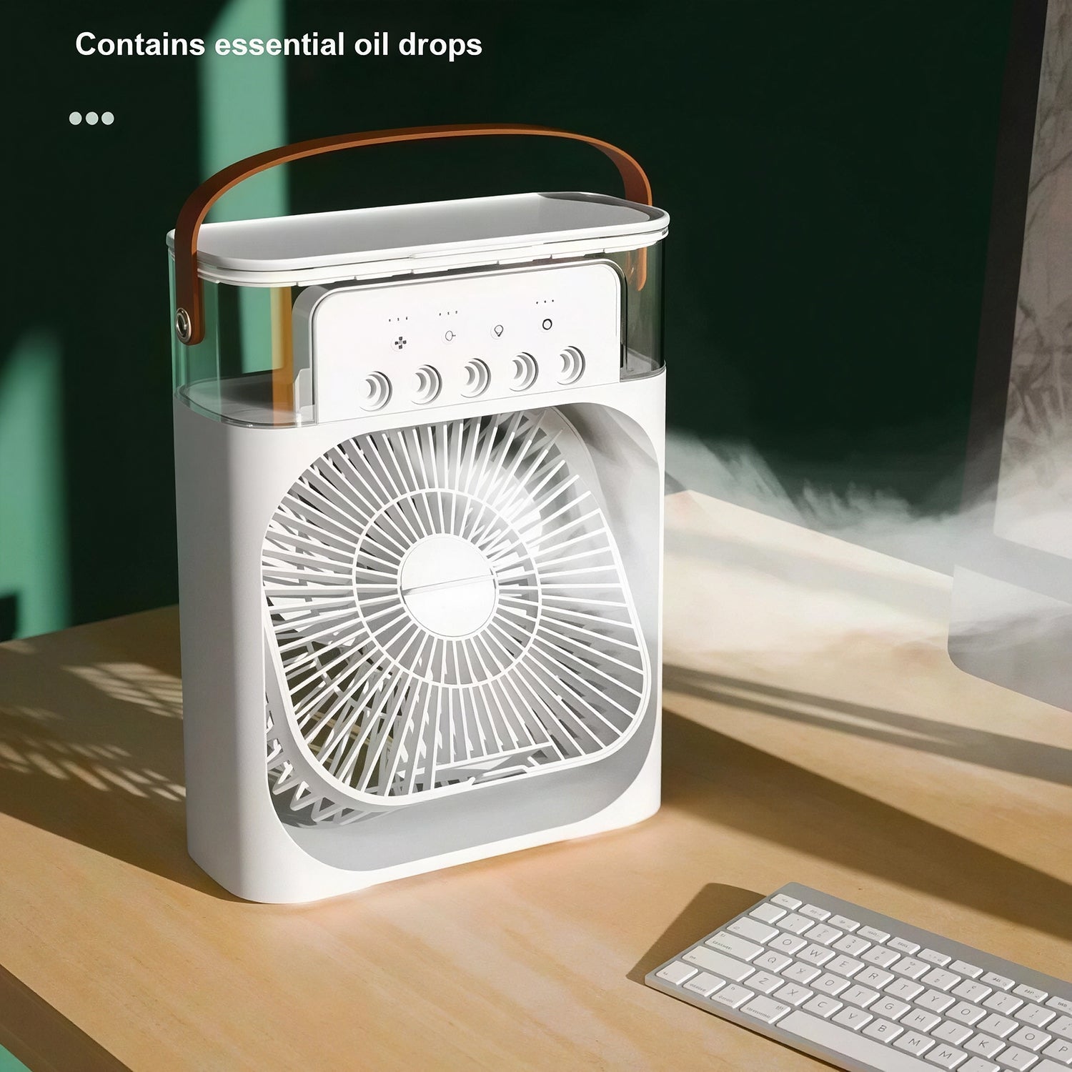 PuriXaco Portable Air Conditioner 600ml 3-in-1 Evaporative Cooler 3-Speed Mist Fan 7-Color LED