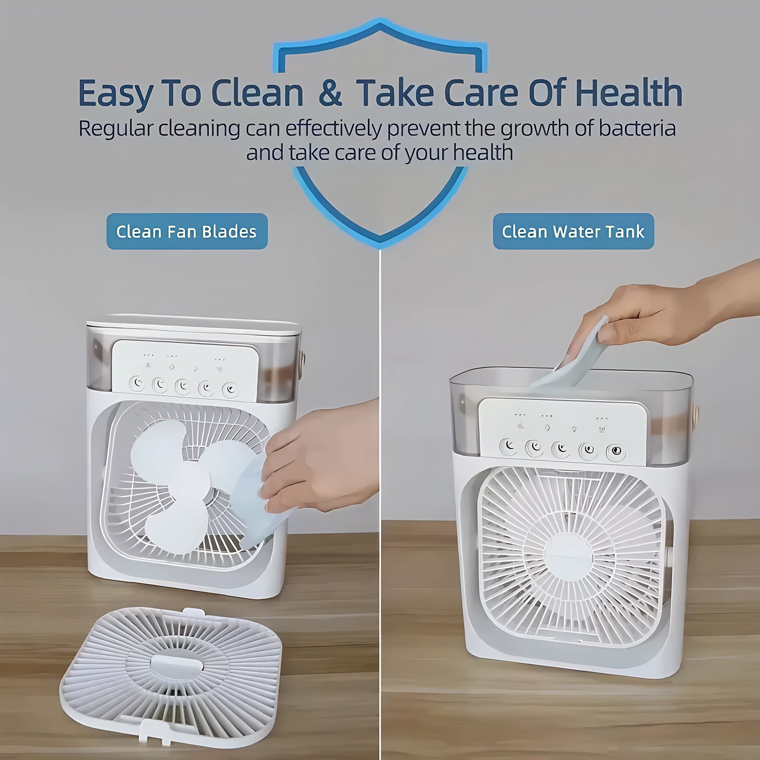 PuriXaco Portable Air Conditioner 600ml 3-in-1 Evaporative Cooler 3-Speed Mist Fan 7-Color LED