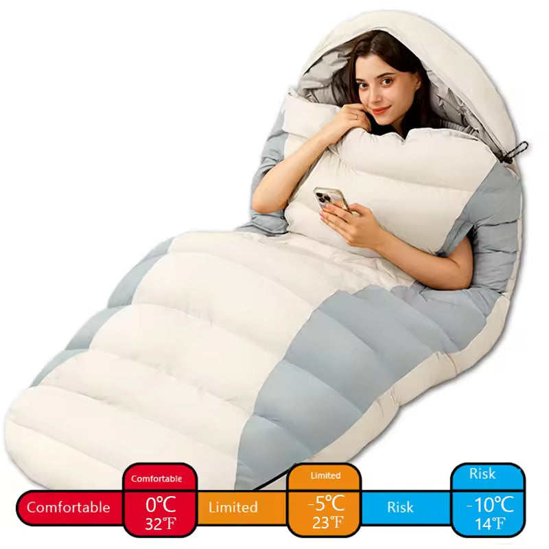 RestFosi Duck Down Sleeping Bag Extra-Wide 225x95cm Egg-Shaped Camping & Home