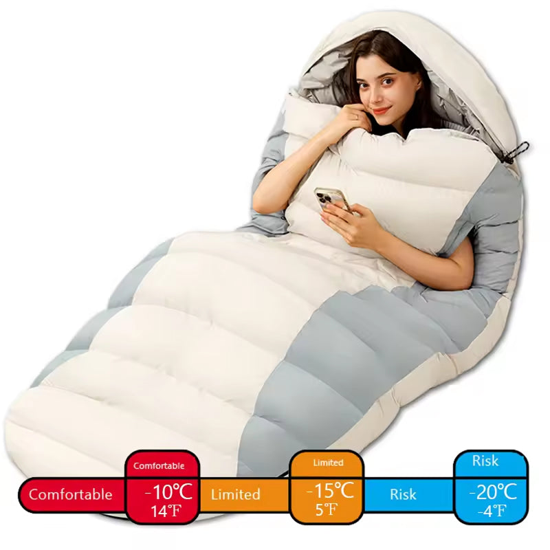 RestFosi Duck Down Sleeping Bag Extra-Wide 225x95cm Egg-Shaped Camping & Home