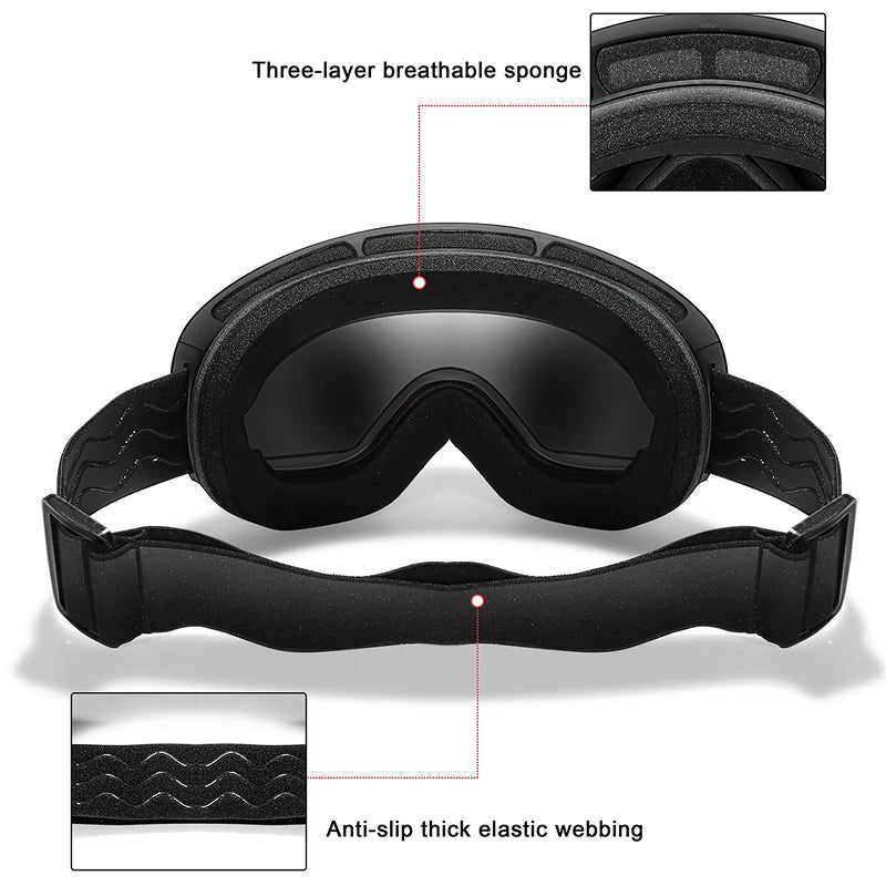 RosGlaco Ski Goggles Frameless , Oversized Anti-Fog Snowboard Goggles with Spare Lens