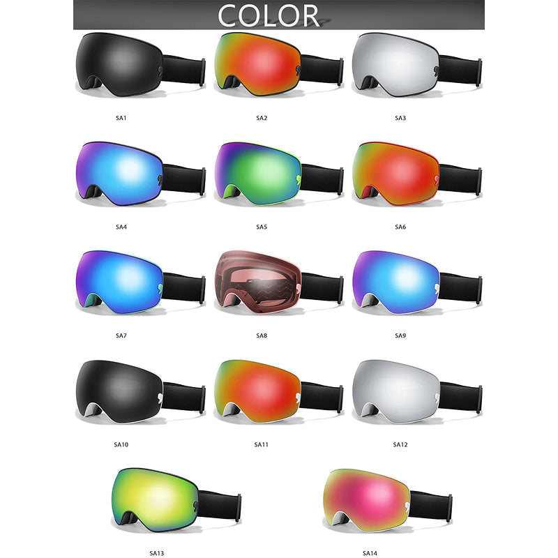 RosGlaco Ski Goggles Frameless , Oversized Anti-Fog Snowboard Goggles with Spare Lens