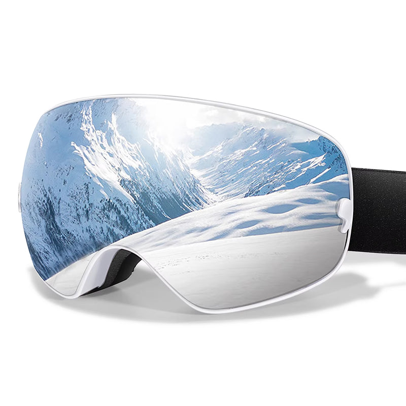 RosGlaco Ski Goggles Frameless , Oversized Anti-Fog Snowboard Goggles with Spare Lens