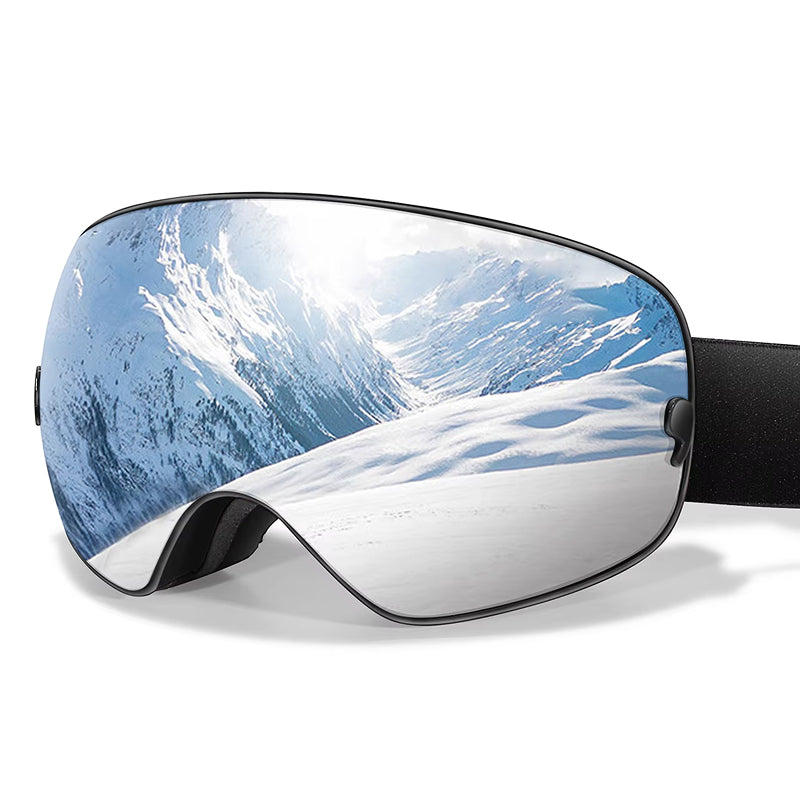 RosGlaco Ski Goggles Frameless , Oversized Anti-Fog Snowboard Goggles with Spare Lens