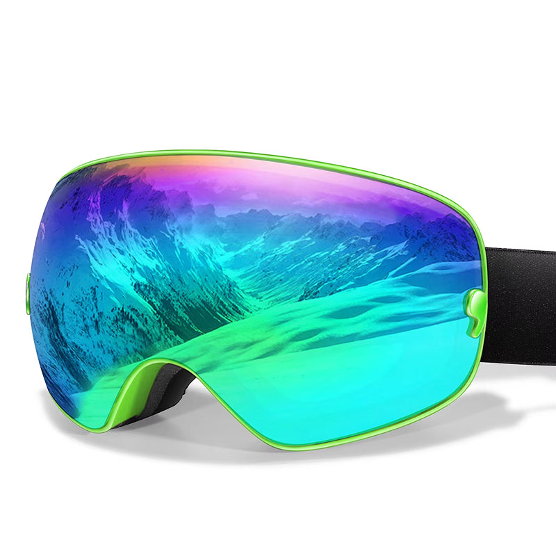 RosGlaco Ski Goggles Frameless , Oversized Anti-Fog Snowboard Goggles with Spare Lens