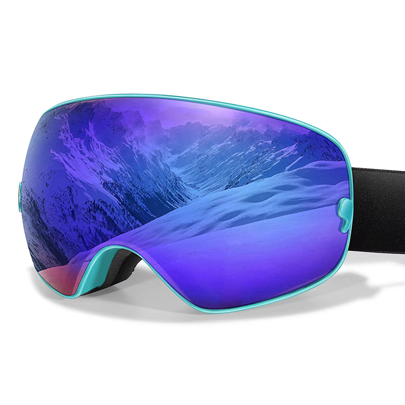 RosGlaco Ski Goggles Frameless , Oversized Anti-Fog Snowboard Goggles with Spare Lens