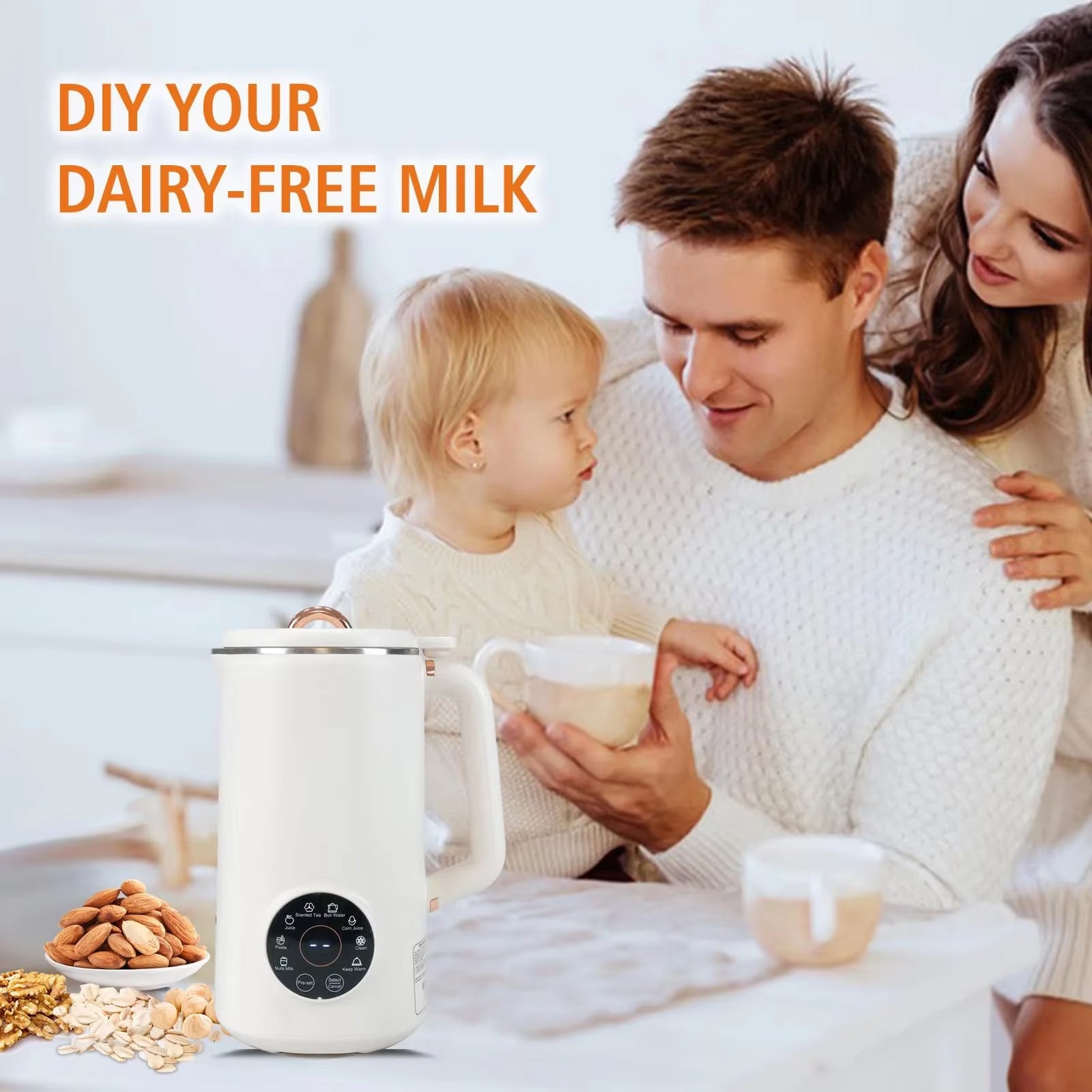 SipyPrep Nut Milk Maker 10-Blade Soy Almond Oat Milk Machine No Filtration