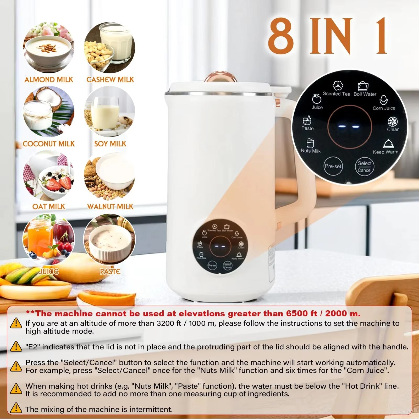 SipyPrep Nut Milk Maker 10-Blade Soy Almond Oat Milk Machine No Filtration