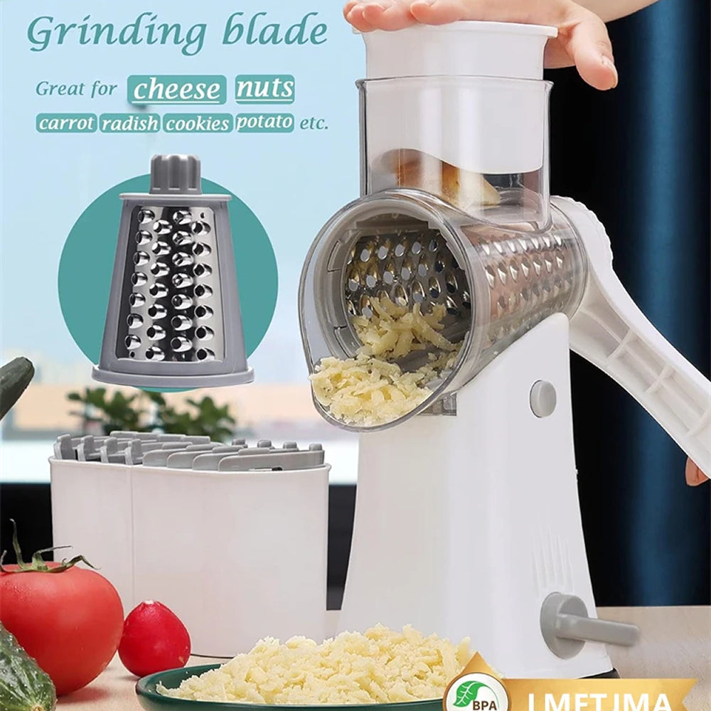 SliceMavi Rotary Mandoline Slicer with 5 Interchangeable Blades and Suction Base