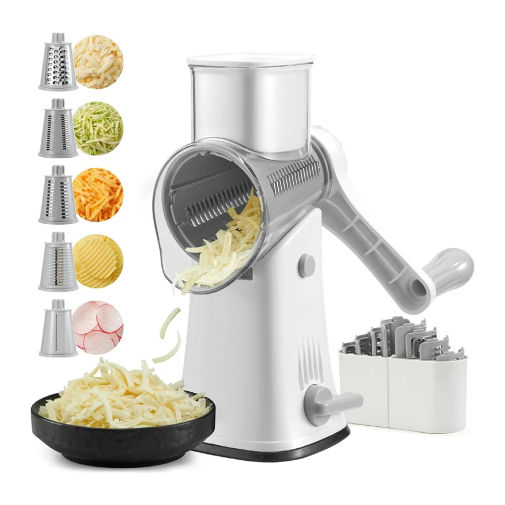 SliceMavi Rotary Mandoline Slicer with 5 Interchangeable Blades and Suction Base