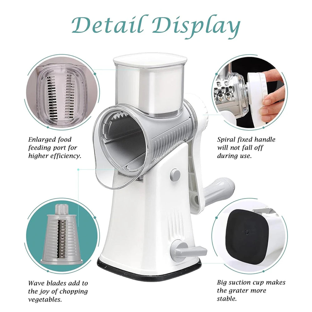 SliceMavi Rotary Mandoline Slicer with 5 Interchangeable Blades and Suction Base