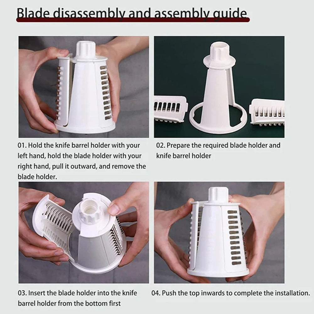 SliceMavi Rotary Mandoline Slicer with 5 Interchangeable Blades and Suction Base