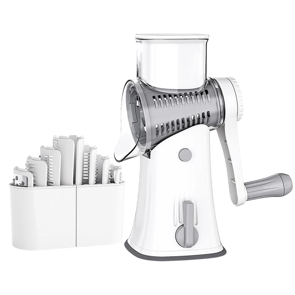 SliceMavi Rotary Mandoline Slicer with 5 Interchangeable Blades and Suction Base