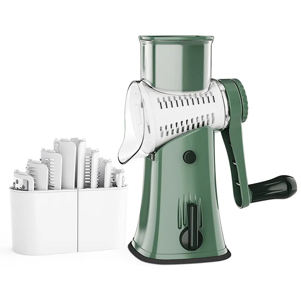 SliceMavi Rotary Mandoline Slicer with 5 Interchangeable Blades and Suction Base