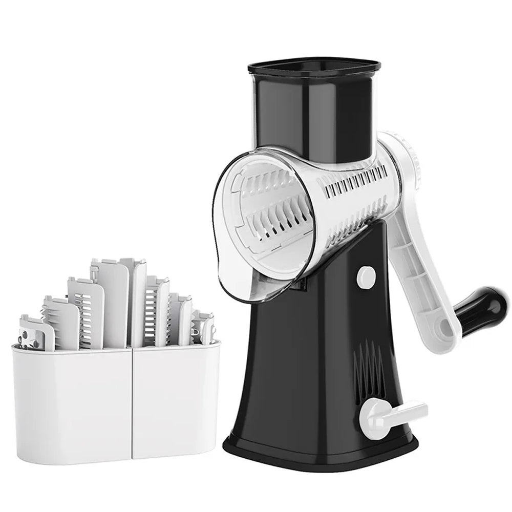 SliceMavi Rotary Mandoline Slicer with 5 Interchangeable Blades and Suction Base