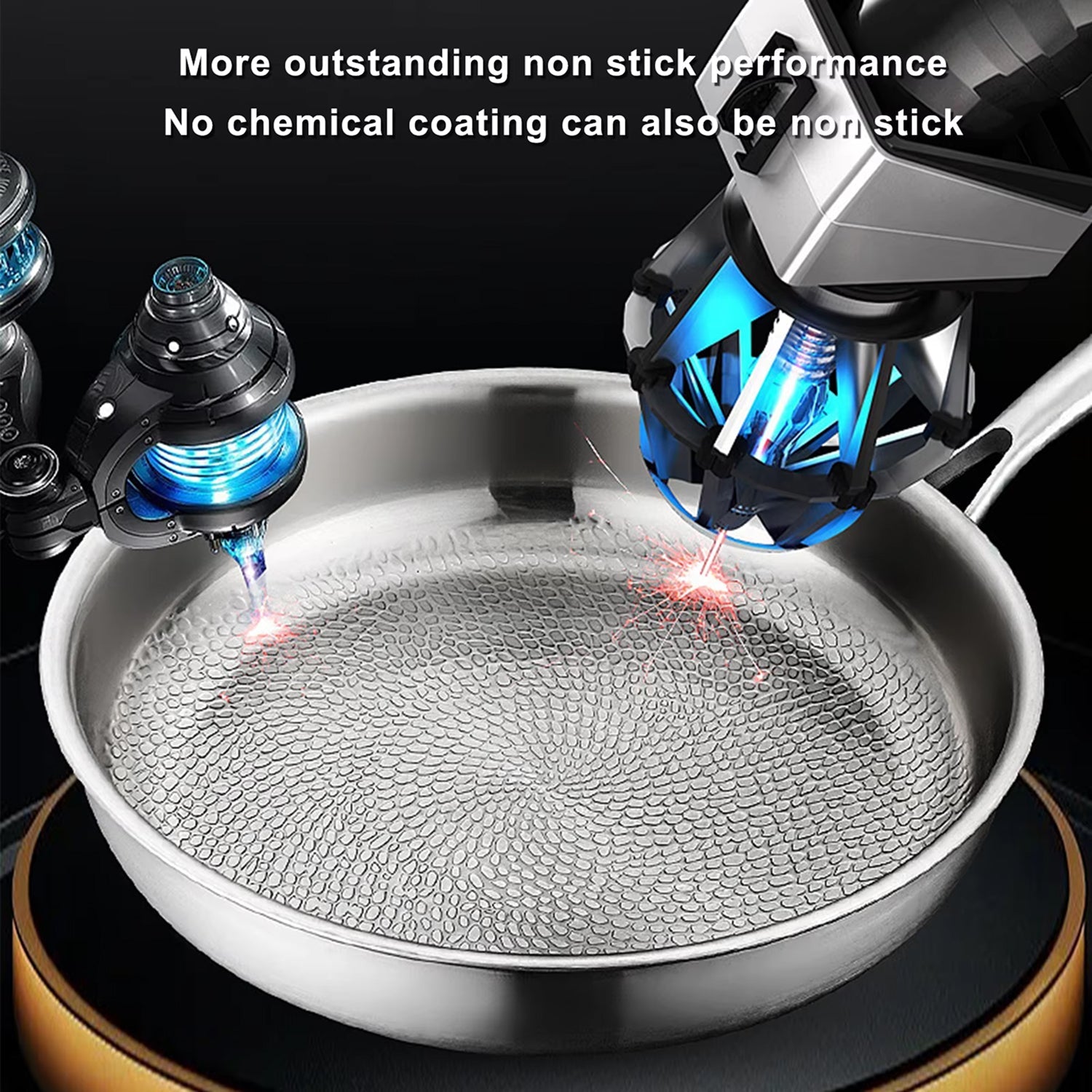 TiMaxpi Titanium Non-Stick Pan with Glass Lid - 4-Layer Hammer-Forged Construction