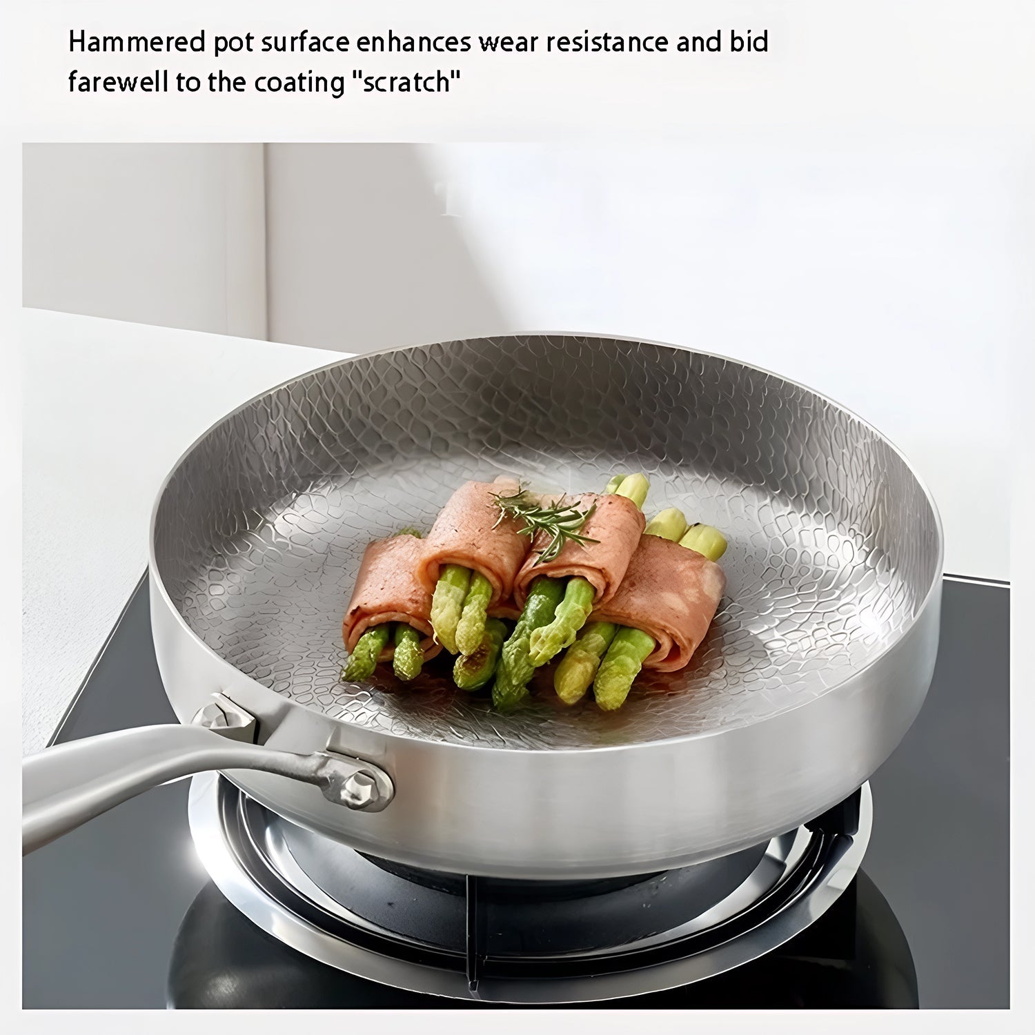 TiMaxpi Titanium Non-Stick Pan with Glass Lid - 4-Layer Hammer-Forged Construction