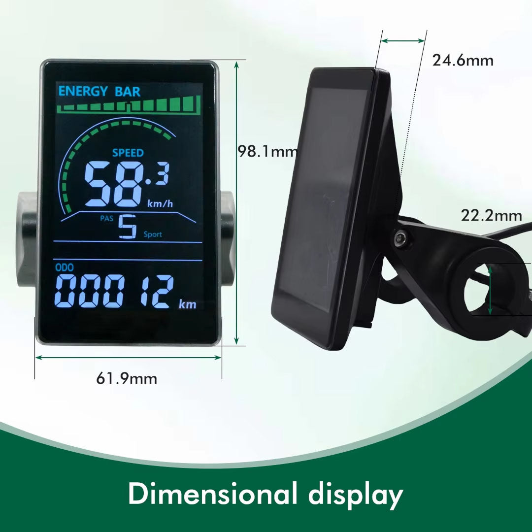 VeloALit Universal E-Bike Cycling Computer 24V-60V IPX6 Waterproof with UART 2 Protocol and USB Charging Port