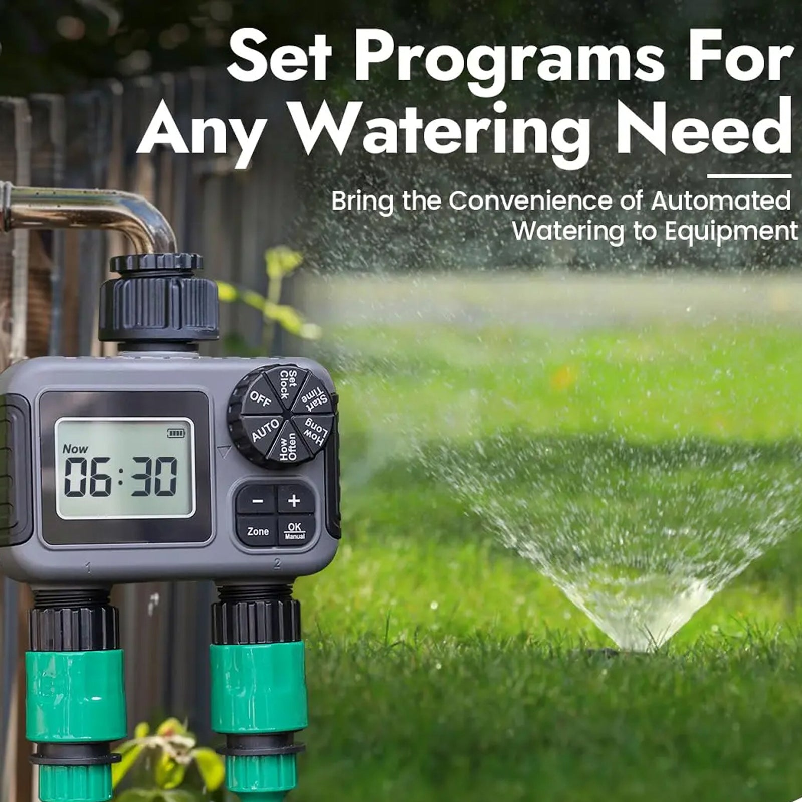 ViGratix Dual-Zone Garden Water Timer 116 PSI Leak-Proof Irrigation Controller with Rain Delay