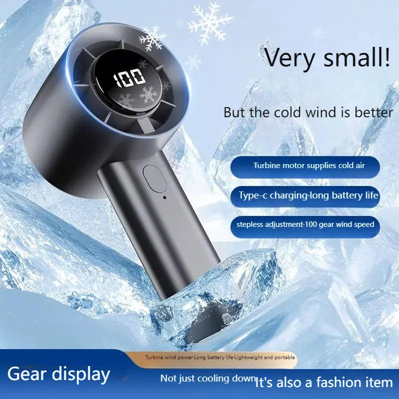 VinizFan Portable Handheld Fan with 100-Speed Stepless Adjustment Bladeless Turbine Cooling and LED Display