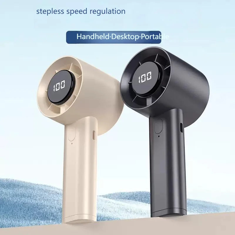 VinizFan Portable Handheld Fan with 100-Speed Stepless Adjustment Bladeless Turbine Cooling and LED Display