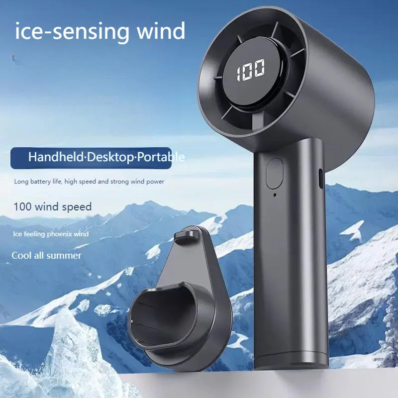 VinizFan Portable Handheld Fan with 100-Speed Stepless Adjustment Bladeless Turbine Cooling and LED Display