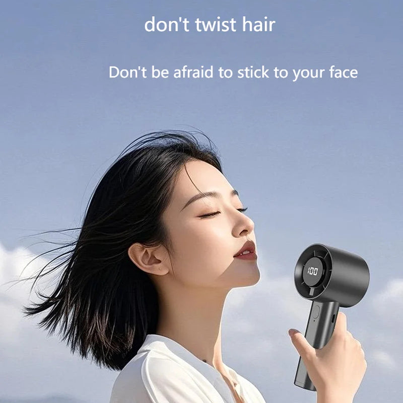 VinizFan Portable Handheld Fan with 100-Speed Stepless Adjustment Bladeless Turbine Cooling and LED Display