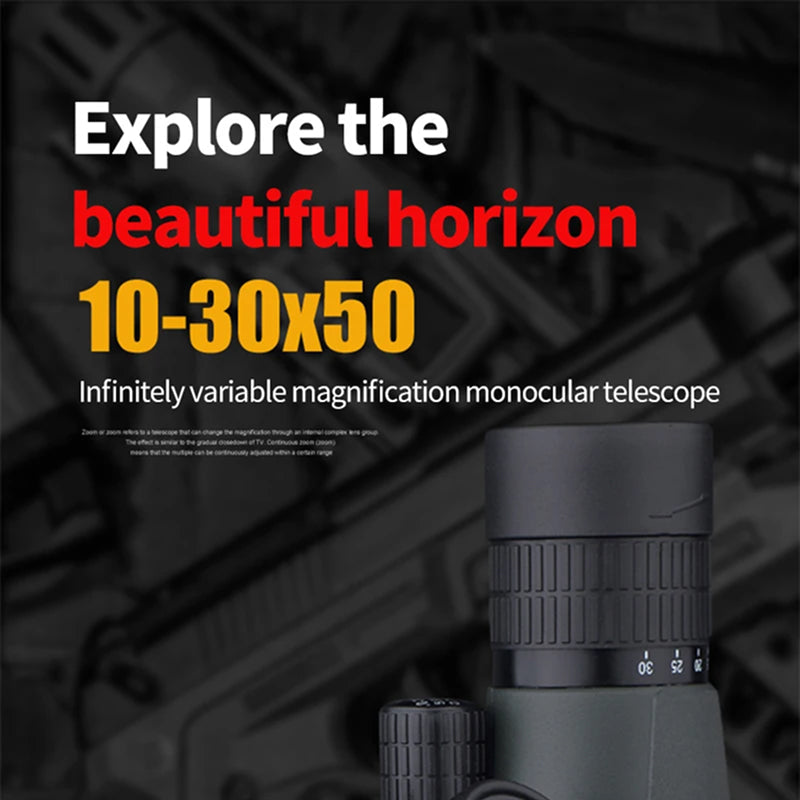 Vistilyn 10-30x50 High Power Zoom Monocular with BAK4 Prism, Nitrogen-Purged Waterproofing and 50mm Objective Lens