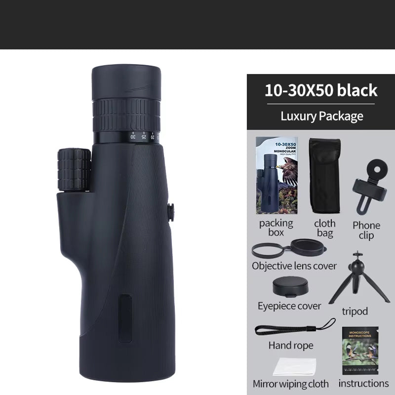 Vistilyn 10-30x50 High Power Zoom Monocular with BAK4 Prism, Nitrogen-Purged Waterproofing and 50mm Objective Lens