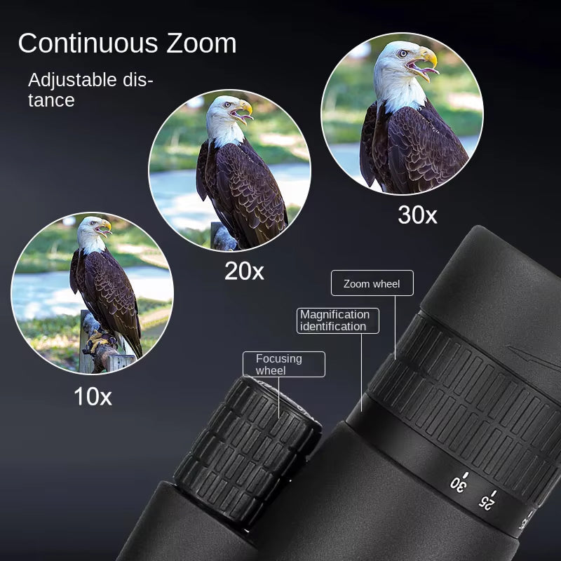 Vistilyn 10-30x50 High Power Zoom Monocular with BAK4 Prism, Nitrogen-Purged Waterproofing and 50mm Objective Lens