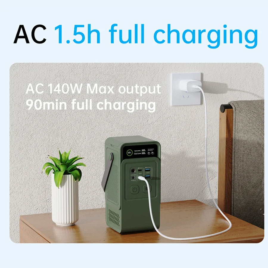 ZingBoxi Portable Power Station 140W USB-C PD Fast Charging with Pop-Up LED Lantern