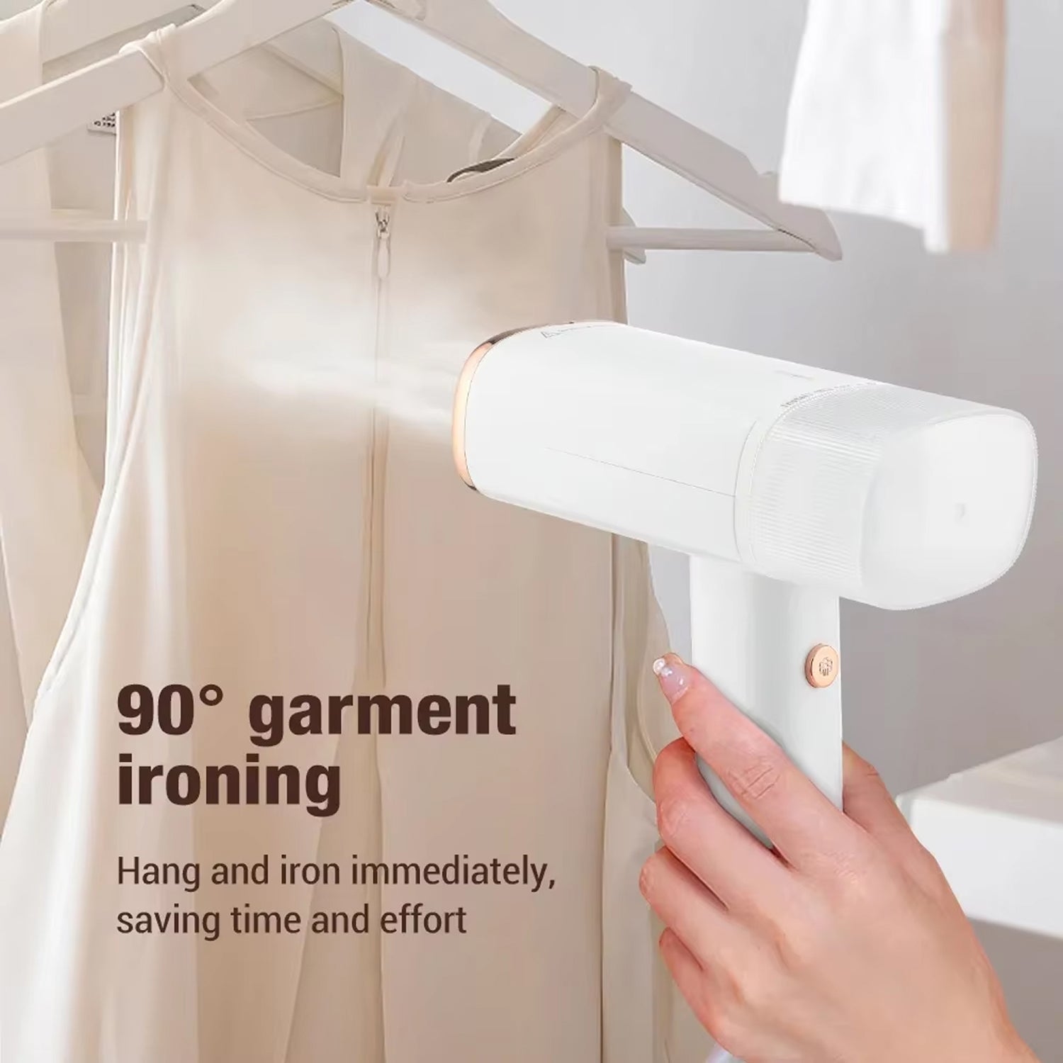 WandixStim Travel Steamer 1000W Foldable Handheld Iron with 40s Heat-Up, 90°/180° Dual Angle and Stainless Steel Panel