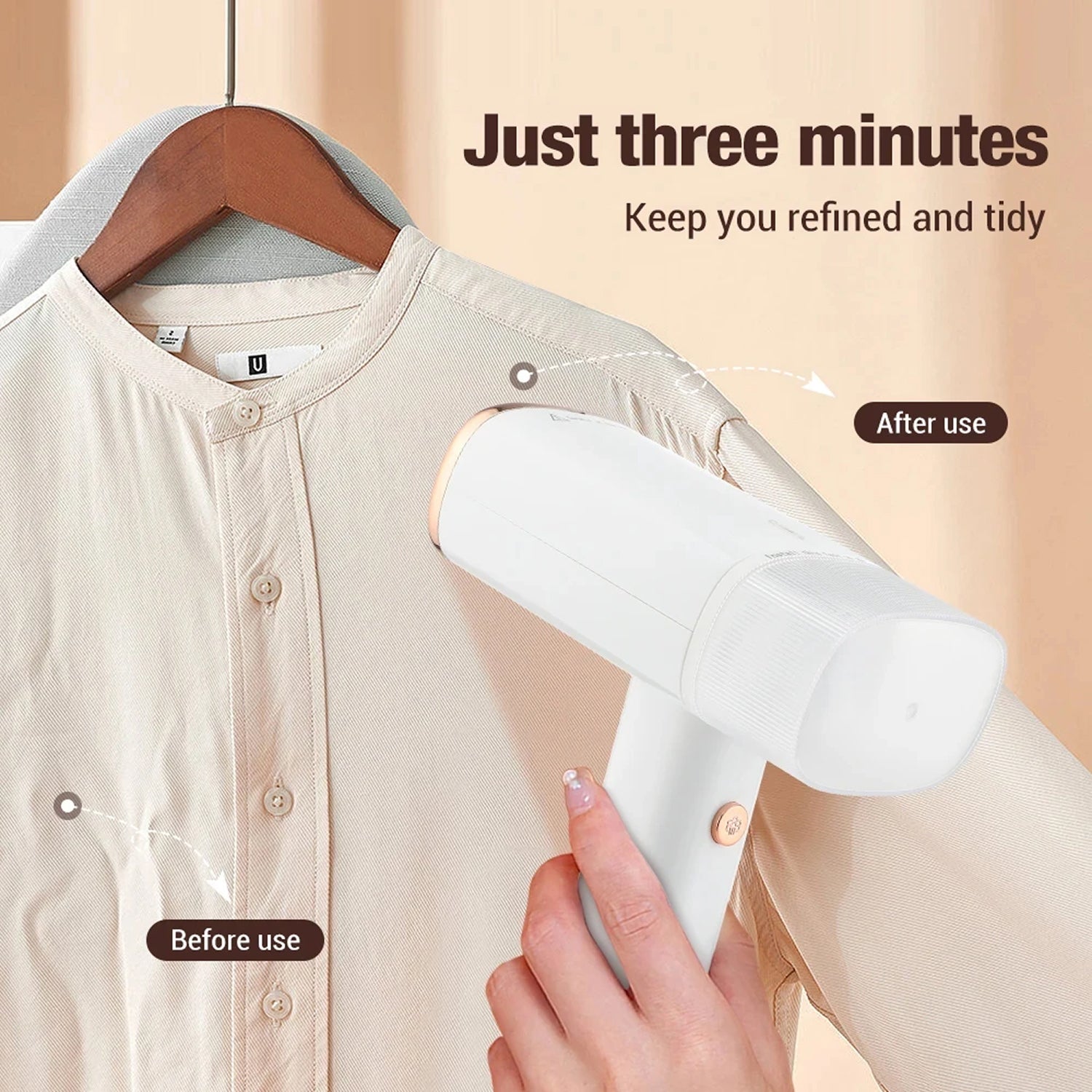 WandixStim Travel Steamer 1000W Foldable Handheld Iron with 40s Heat-Up, 90°/180° Dual Angle and Stainless Steel Panel