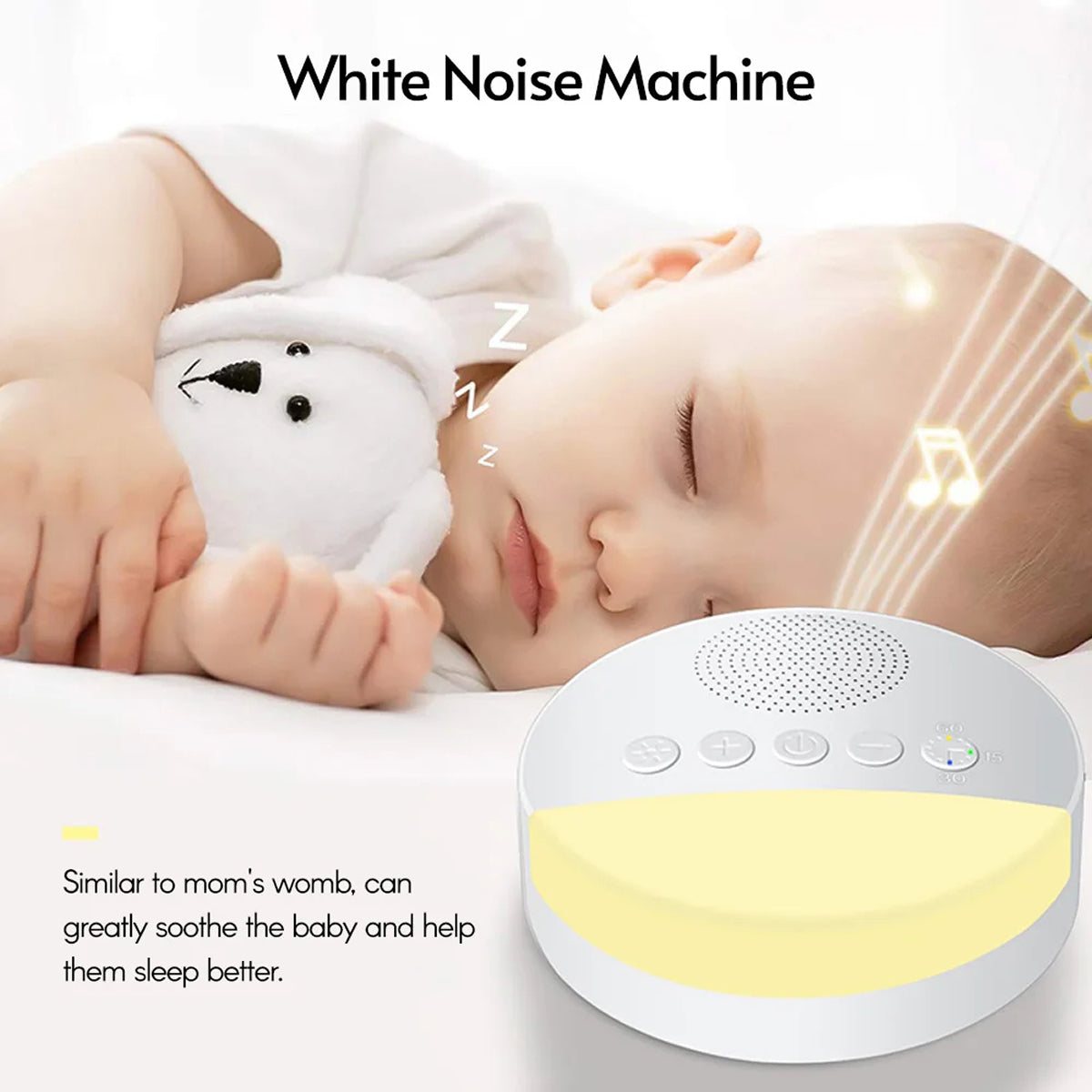 WhitixMax Portable White Noise Machine with Yoga Breath Light & 6 High-Fidelity Sounds