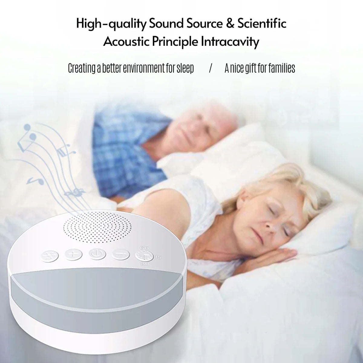 WhitixMax Portable White Noise Machine with Yoga Breath Light & 6 High-Fidelity Sounds