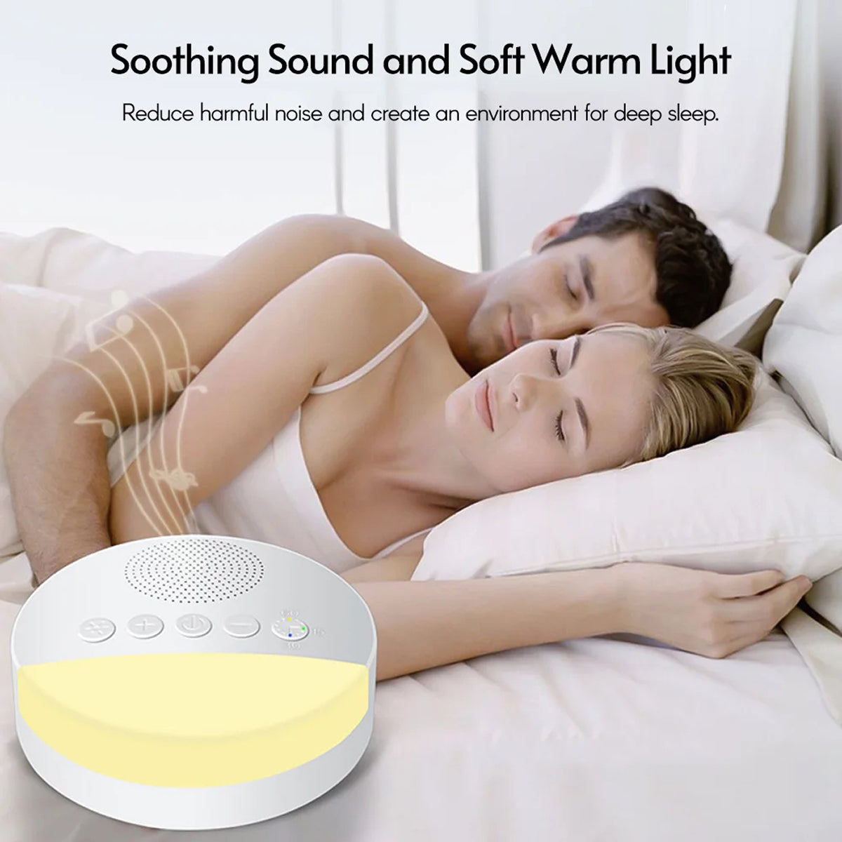 WhitixMax Portable White Noise Machine with Yoga Breath Light & 6 High-Fidelity Sounds
