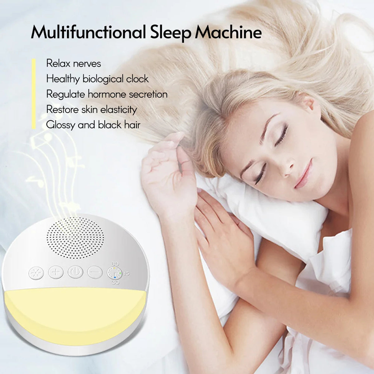 WhitixMax Portable White Noise Machine with Yoga Breath Light & 6 High-Fidelity Sounds